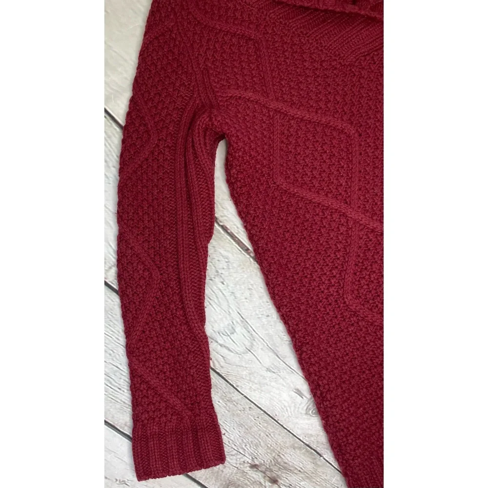 Soft Surroundings Maroon Wool Blend Cable Knit Sweater